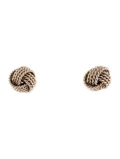 Pre-owned Tiffany & Co Twist Knot Earrings In Silver