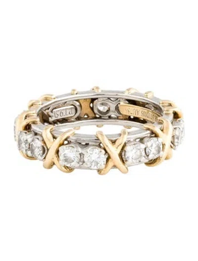 Pre-owned Tiffany & Co Two-tone 1.14ctw Diamond Sixteen Stone Eternity Band In Multi