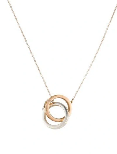 Pre-owned Tiffany & Co Two-tone 1837 Interlocking Circles Pendant Necklace, 17.25" In Multi