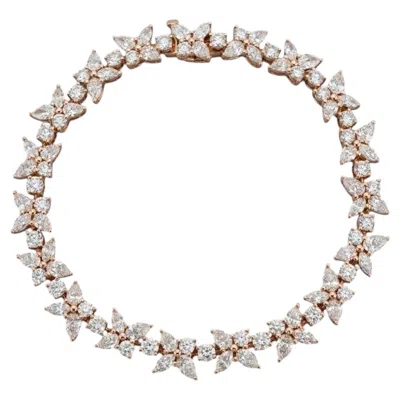 Pre-owned Tiffany & Co . Victoria 6.25 Carat Mixed Cluster Diamond Rose Gold Bracelet In Red
