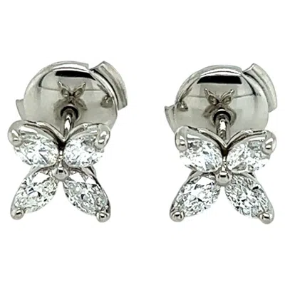 Pre-owned Tiffany & Co . Victoria Diamond 0.92ct Platinum Stud Earrings W/box In Multiple