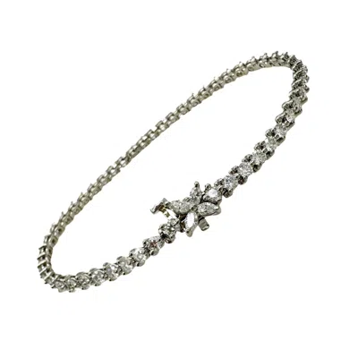 Pre-owned Tiffany & Co . Victoria Diamond Tennis Bracelet 3.08 Tcw In Platinum In Multi