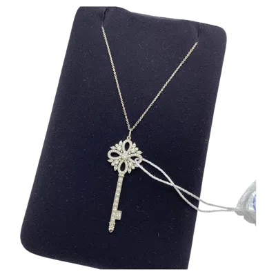 Pre-owned Tiffany & Co . Victoria Large Diamond Key Pendant Necklace 18k White Gold