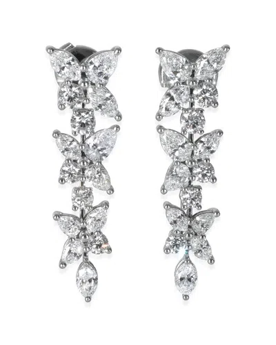 Tiffany & Co . Victoria Mixed Cluster Drop Platinum 8.50 Ct. Tw. Diamond Earrings (authentic Pre-love In Metallic