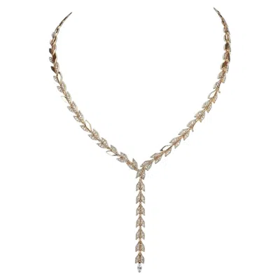 Pre-owned Tiffany & Co . Victoria Vine Diamond Drop Necklace In 18k Yellow Gold