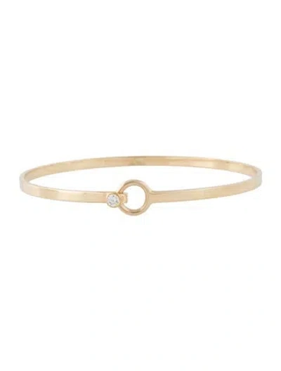 Pre-owned Tiffany & Co Vintage 14k Diamond Hook & Eye Bangle Bracelet, 7" In Multi