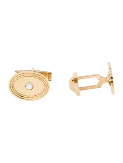Pre-owned Tiffany & Co Vintage 14k Diamond Oval Cufflinks In Multi
