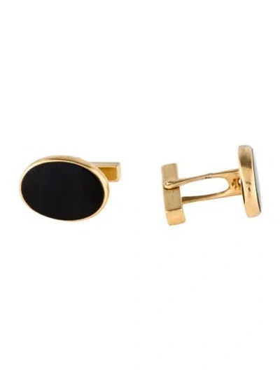 Pre-owned Tiffany & Co Vintage 14k Onyx Oval Cufflinks In Multi