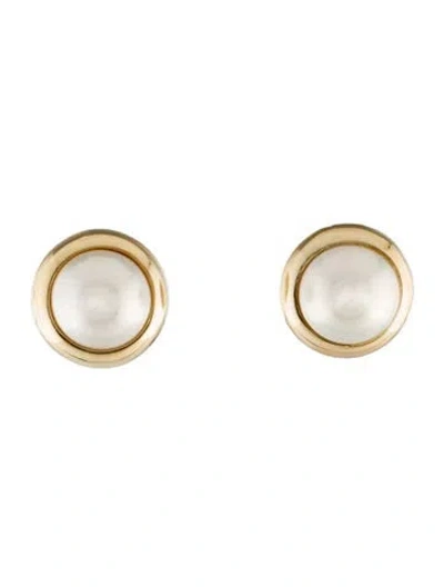 Pre-owned Tiffany & Co Vintage 14k Pearl Clip-on Earrings In Multi