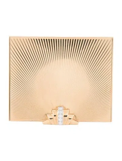 Pre-owned Tiffany & Co Vintage 14k Yellow Gold Textured Compact Mirror