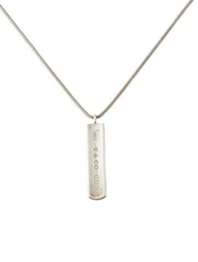 Pre-owned Tiffany & Co Vintage 1837 Bar Pendant Necklace, 18" In Multi