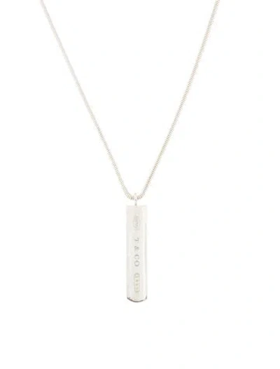 Pre-owned Tiffany & Co Vintage 1837 Bar Pendant Necklace, 18" In Multi