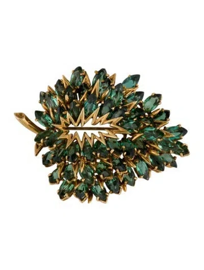 Pre-owned Tiffany & Co Vintage 18k 19.32ctw Tourmaline Leaf Brooch In Multi