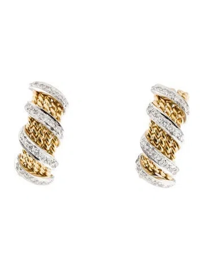 Pre-owned Tiffany & Co Vintage 18k & Platinum Diamond Rope Earclips In Multi