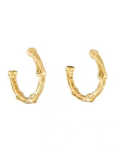 Pre-owned Tiffany & Co Vintage 18k Bamboo Hoop Earrings In Multi