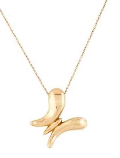 Pre-owned Tiffany & Co Vintage 18k Butterfly Pendant Necklace In Multi