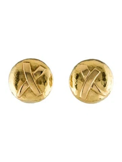 Pre-owned Tiffany & Co Vintage 18k Convertible Hammered X Earrings In Multi