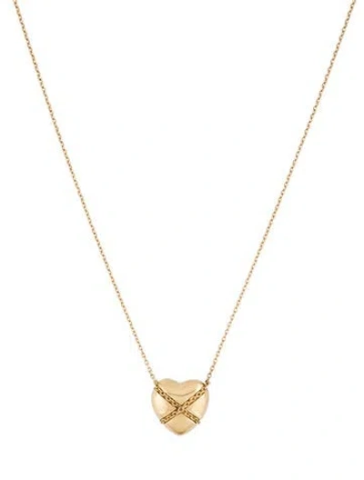 Pre-owned Tiffany & Co Vintage 18k Cross My Heart Pendant Necklace, 18.5" In Multi