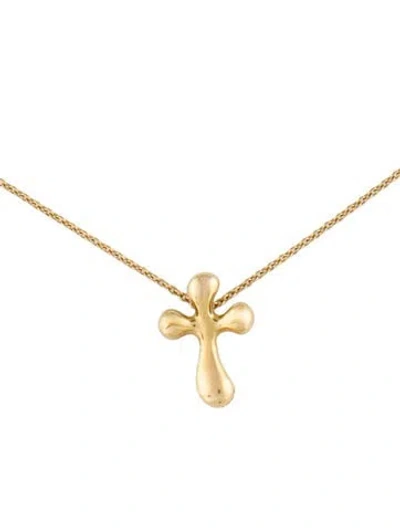Pre-owned Tiffany & Co Vintage 18k Cross Pendant Necklace, 16.25" In Multi