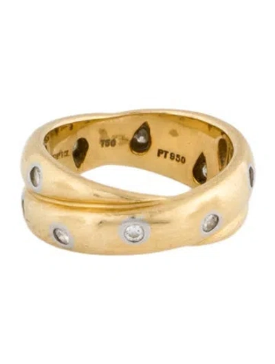 Pre-owned Tiffany & Co Vintage 18k Diamond Etoile Crossover Band In Multi