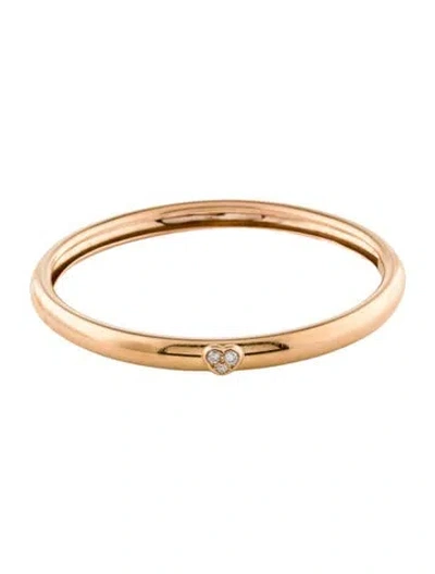 Pre-owned Tiffany & Co Vintage 18k Diamond Heart Bangle Bracelet, 7.25" In Multi