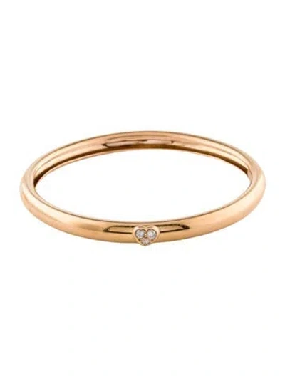 Pre-owned Tiffany & Co Vintage 18k Diamond Heart Bangle Bracelet, 7.25" In Multicolor