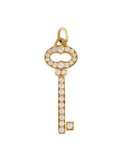 Pre-owned Tiffany & Co Vintage 18k Diamond Mini Oval Key Pendant In Multi