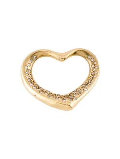 Pre-owned Tiffany & Co Vintage 18k Diamond Open Heart Pendant In Multi