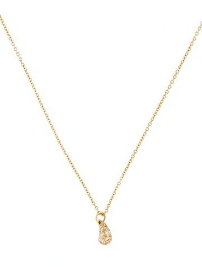 Pre-owned Tiffany & Co Vintage 18k Diamond Teardrop Pendant Necklace, 16" In Multi