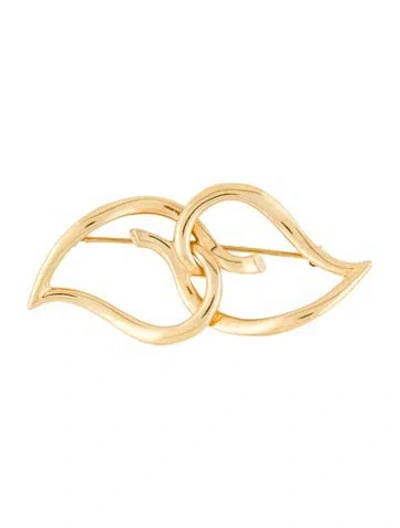 Pre-owned Tiffany & Co Vintage 18k Double Leaf Brooch In Multi