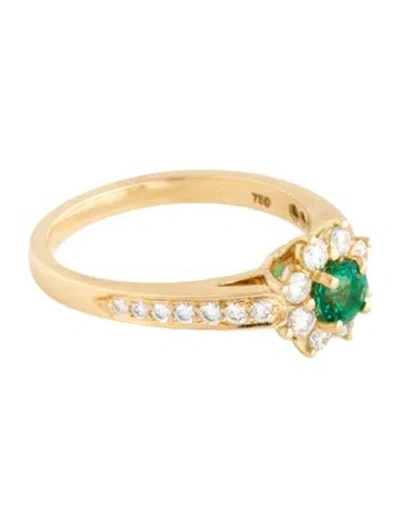 Pre-owned Tiffany & Co Vintage 18k Emerald & Diamond Cocktail Ring In Multicolor