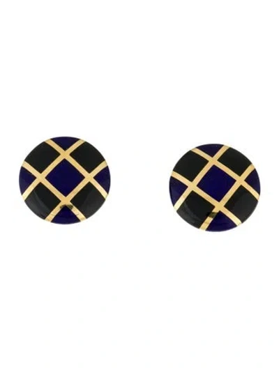 Pre-owned Tiffany & Co Vintage 18k Enamel Clip-on Earrings In Multi