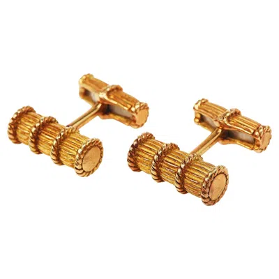 Pre-owned Tiffany & Co . Vintage 18k Gold Men Cylinder Rope Italian Cufflinks In Multi