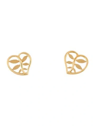 Pre-owned Tiffany & Co Vintage 18k Heart Leaf Stud Earrings In Multi