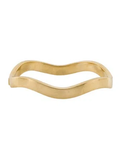 Pre-owned Tiffany & Co Vintage 18k Hinged Zig Zag Wave Bangle Bracelet, 6.5" In Multi