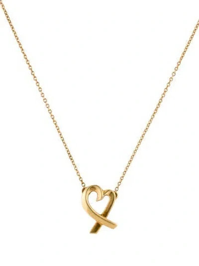 Pre-owned Tiffany & Co Vintage 18k Loving Heart Pendant Necklace, 16" In Multi