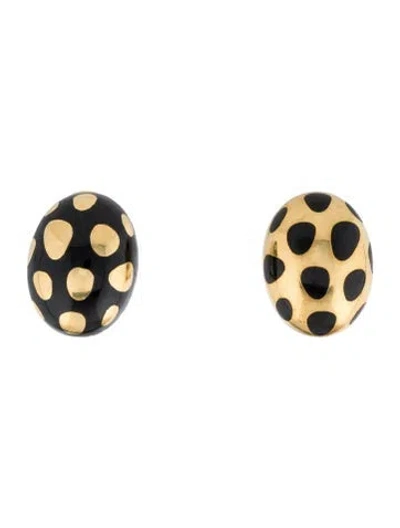 Pre-owned Tiffany & Co Vintage 18k Nephrite Positive Negative Clip-on Earrings In Multi