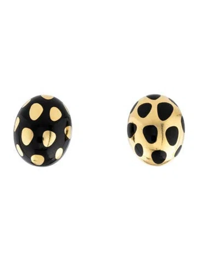 Pre-owned Tiffany & Co Vintage 18k Onyx Positive Negative Earclips In Multicolor