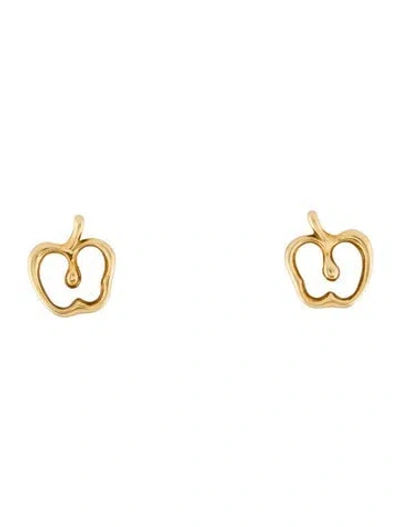 Pre-owned Tiffany & Co Vintage 18k Open Apple Stud Earrings In Multi