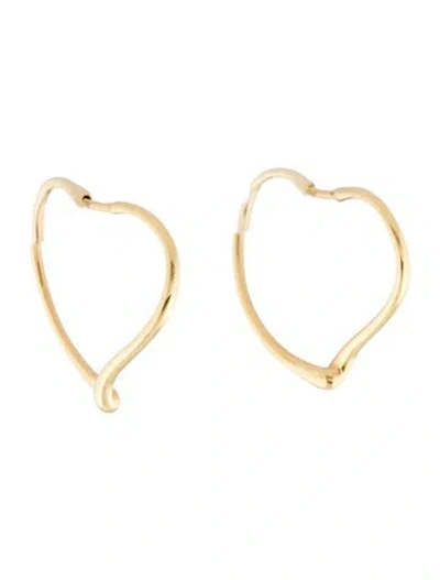 Pre-owned Tiffany & Co Vintage 18k Open Heart Hoop Earrings In Multi
