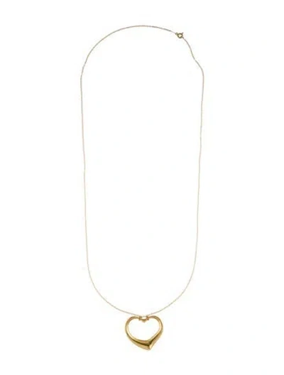 Pre-owned Tiffany & Co Vintage 18k Open Heart Pendant Necklace, 29.5" In Multi