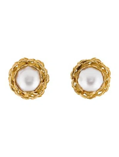 Pre-owned Tiffany & Co Vintage 18k Pearl Earclips In Multi