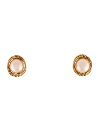 Pre-owned Tiffany & Co Vintage 18k Pearl Rope Framed Pearl Earrings In Multi