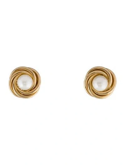 Pre-owned Tiffany & Co Vintage 18k Pearl Stud Earrings In Multi