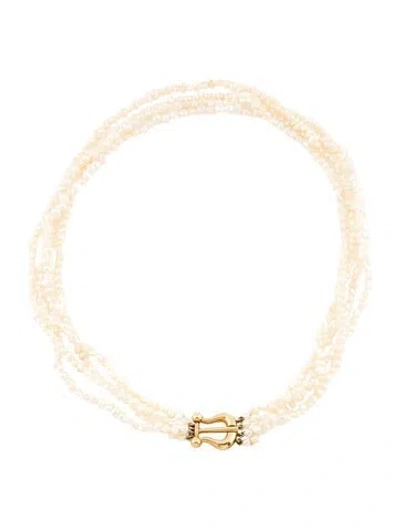 Pre-owned Tiffany & Co Vintage 18k Pearl Torsade Necklace, 16.5" In Multi