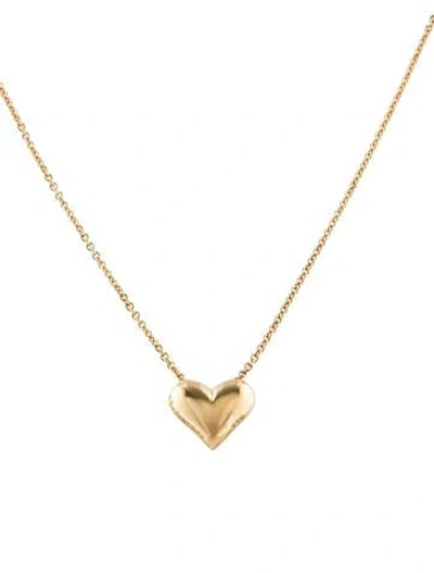 Pre-owned Tiffany & Co Vintage 18k Puffed Heart Pendant Necklace, 15.75" In Multi