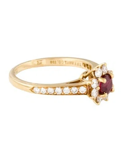 Pre-owned Tiffany & Co Vintage 18k Ruby & Diamond Cocktail Ring In Multi