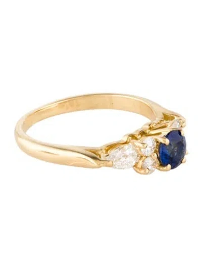 Pre-owned Tiffany & Co Vintage 18k Sapphire & Diamond Engagement Ring In Multi