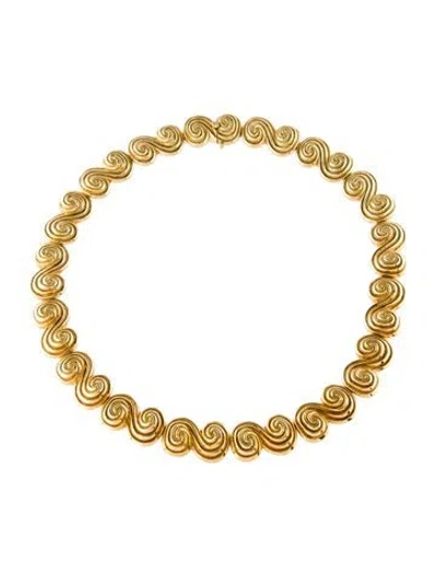 Pre-owned Tiffany & Co Vintage 18k Scroll Choker Necklace, 17" In Multi