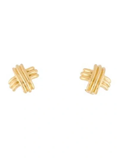 Pre-owned Tiffany & Co Vintage 18k Signature X Clip-on Earrings In Multi